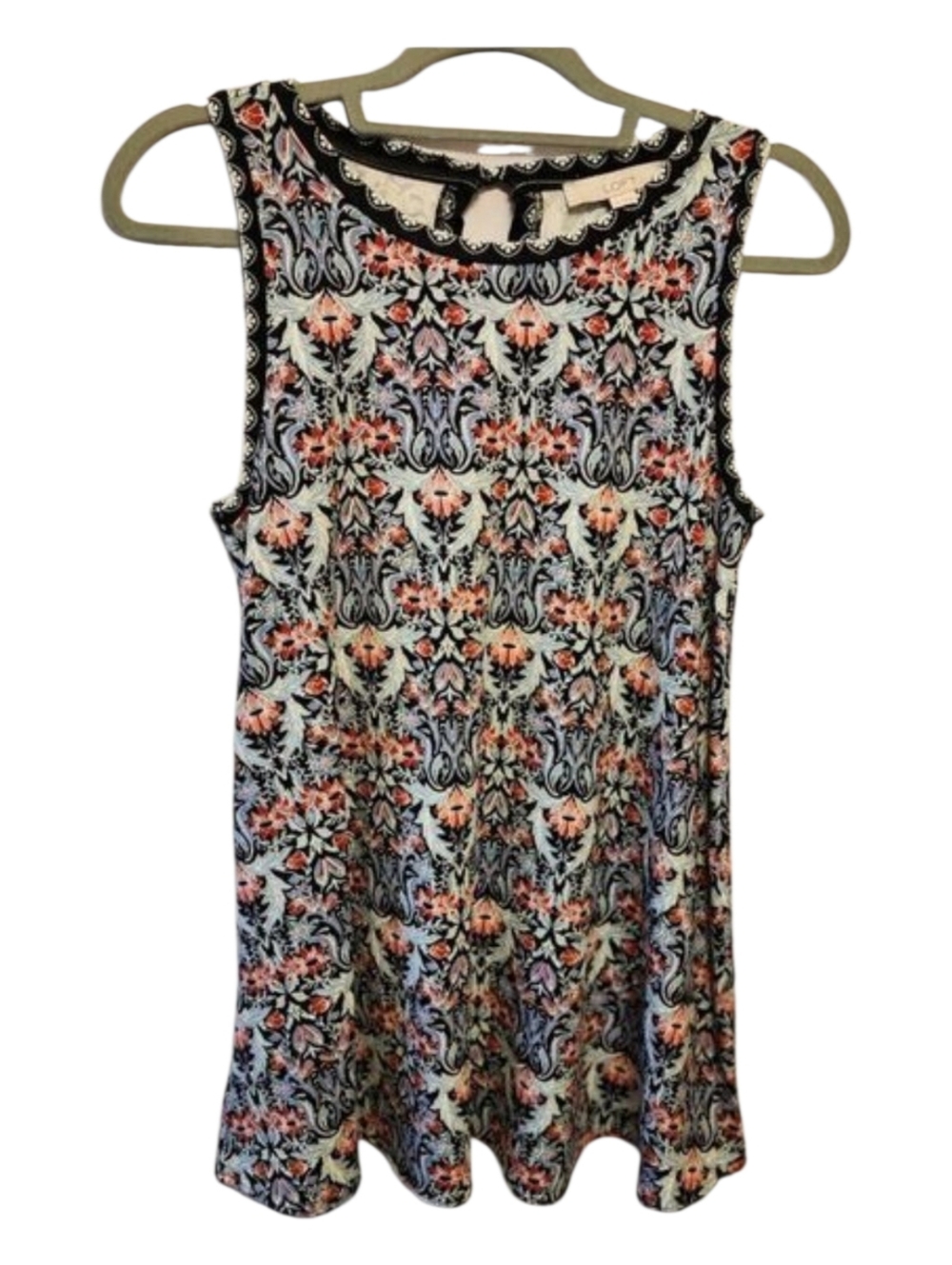 LOFT MULTICOLOR FLORAL TUNIC SIZE MEDIUM SLEEVELESS RELAXED FIT